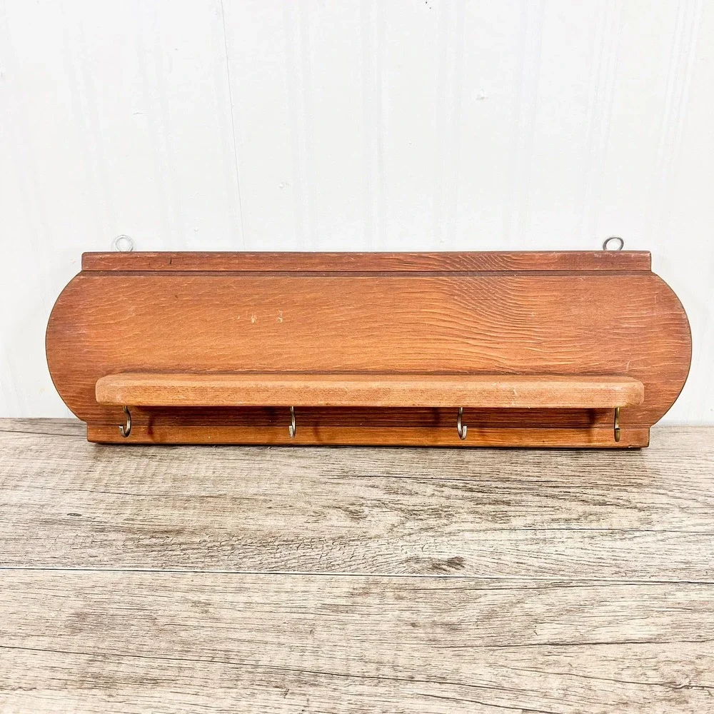 Midcentury Modern Entryway Shelf, Key Holder, Leash Rack